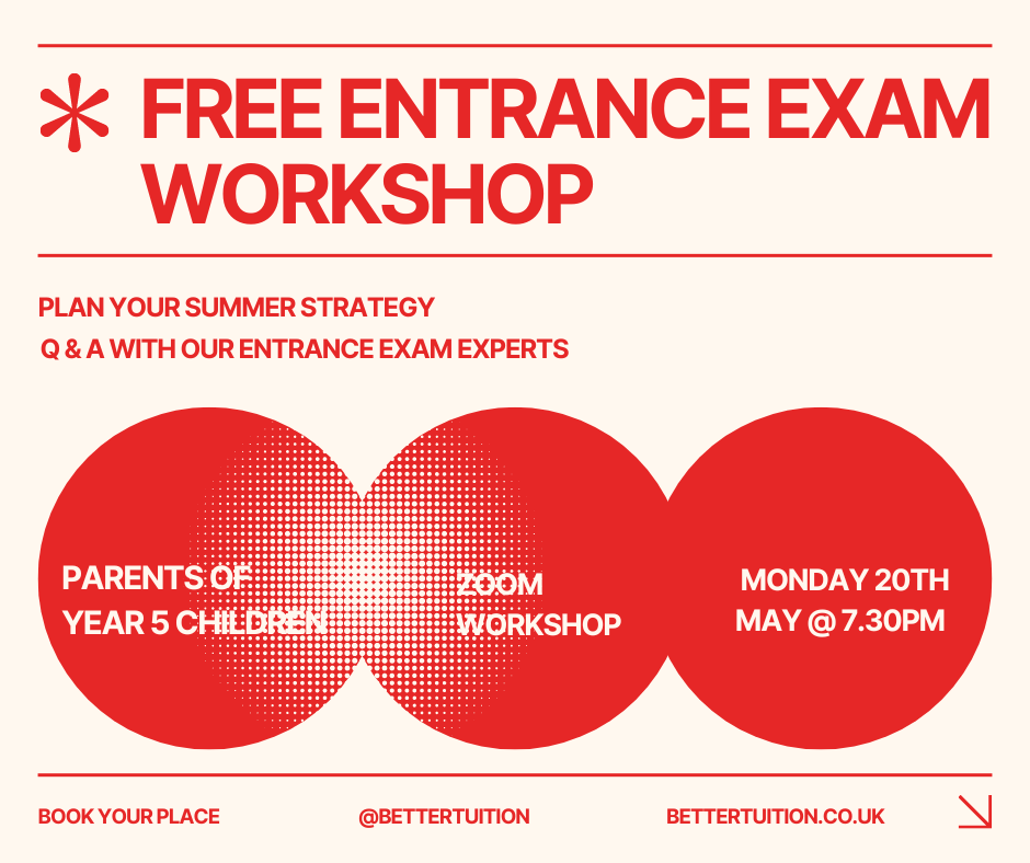 Our Zoom entrance exam workshop takes place on Monday, 20th May 2024.