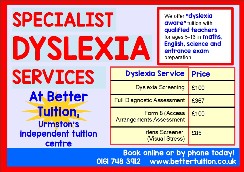 Dyslexia services at Better Tuition, Urmston.